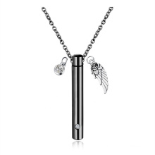 Cylindrical Design Strong Titanium Steel Perfume Necklace Relatives Pet Urn Cremation Necklace Pendant Pets Ashes Urn Pendant